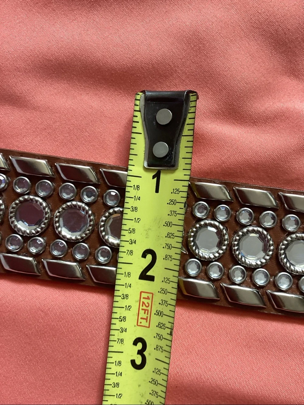 Rhinestone Embellished Brown Leather Belt - Women's Accessories